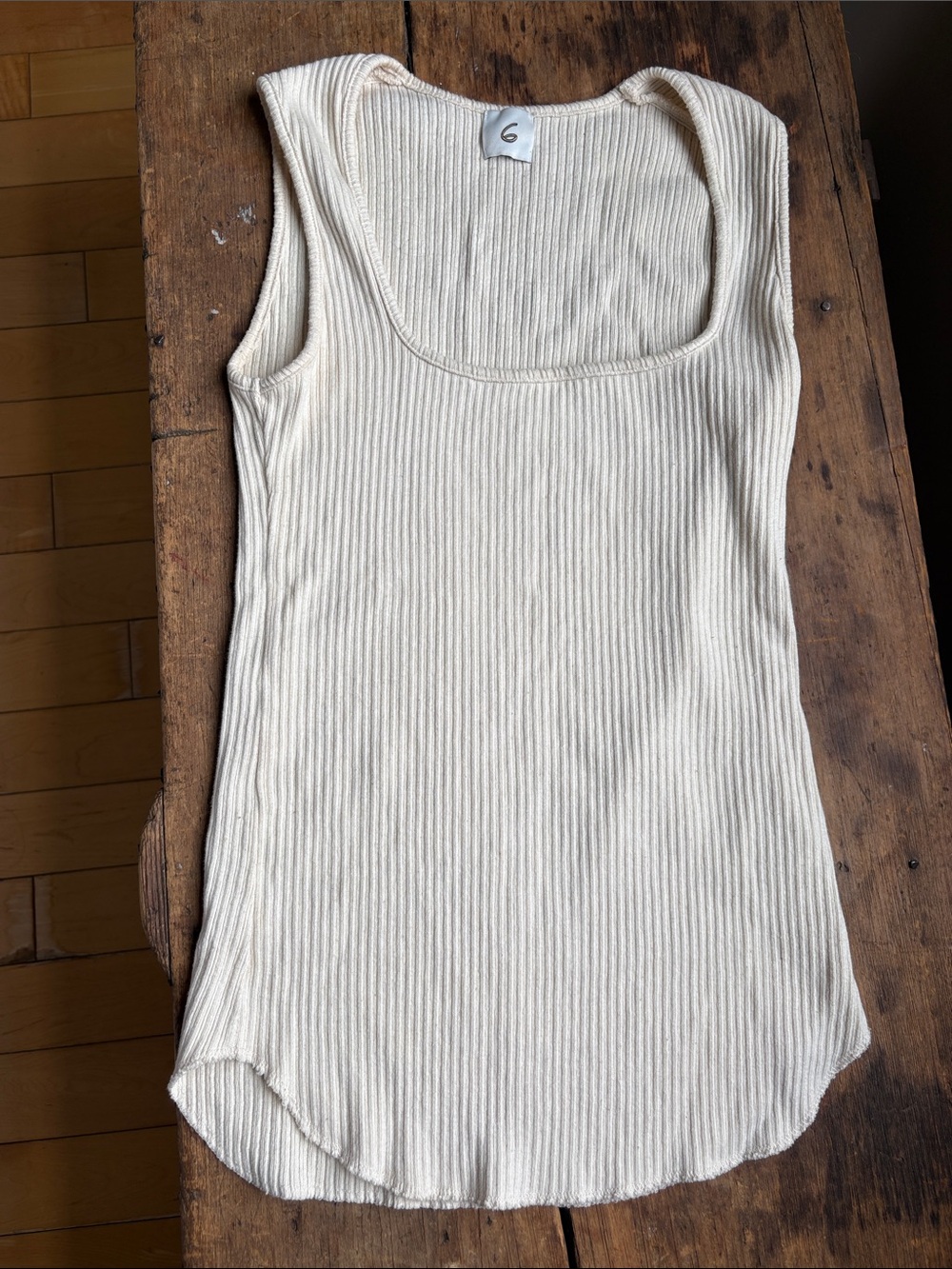 United Arrows Ribbed Square-Neck Tank Top - Cream